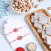 Designer Rakhi Duo With Kaju Katli N Cashews