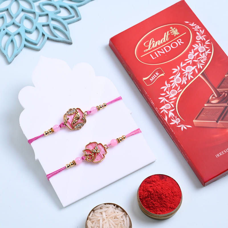 Designer Rakhi Duo With Lindt Chocolate