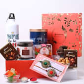 Designer Rakhi Duo With Popcorns Almonds N Cookies In Jar