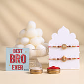 Two Designer Rakhis With Snacks N Soan Papdi