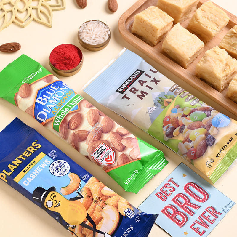 Designer Rakhi Duo With Soan Papdi N Snacks