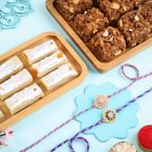 Designer Rakhi Duo With Dhodha N Kaju Roll
