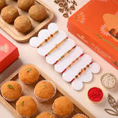 Designer Rakhi Set With Haldirams Laddoos