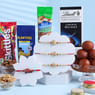 Designer Rakhi Trio N Kid Rakhi With Treats Hamper