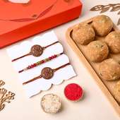 Designer Rakhi Trio With Besan Ladoo