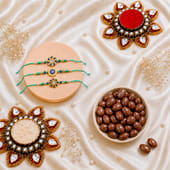 Designer Rakhi Trio With Chocolate Almonds