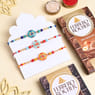 Designer Rakhi Trio With Ferrero Choco Bars
