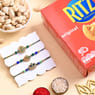 Designer Rakhi Trio With Festive Munchies