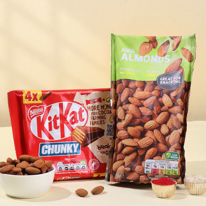 Designer Rakhi With Almonds N Chocolate