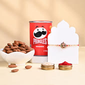 Designer Rakhi With Almonds N Pringles