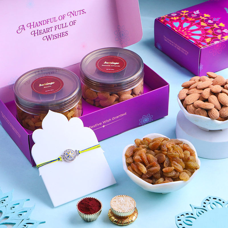 Designer Rakhi With Almonds N Raisins