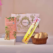 Designer Rakhi With Cookies Chocolate N Keychain