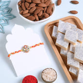 Designer Rakhi With Kaju Katli N Almonds