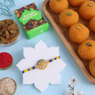 Designer Rakhi With Ladoos N Sultanas