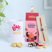 Designer Rakhi With Mug N Almond Rocks