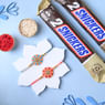 Set of 2 Designer Rakhi With Snickers Treat