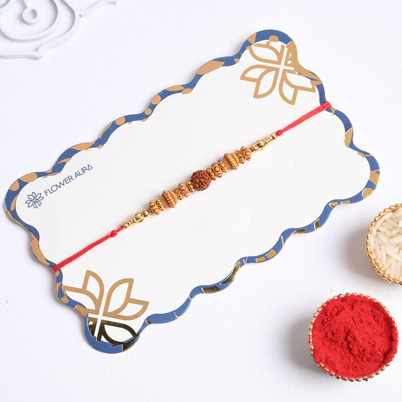 Designer Rudraksha Rakhi With Fusion Sweets