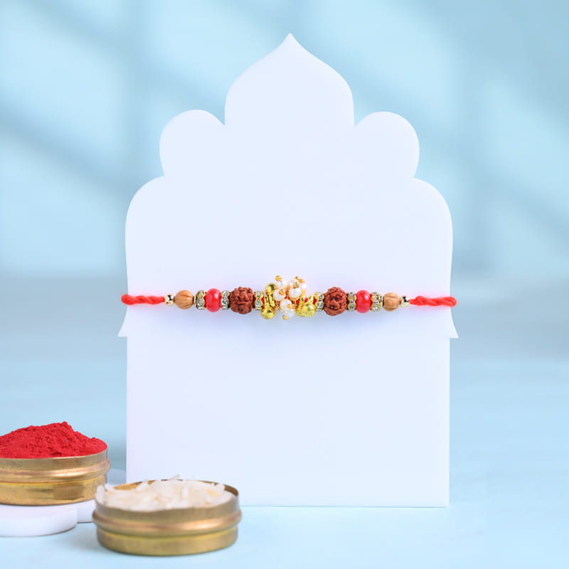 Designer Rudraksha Rakhi With Gulab Jamun
