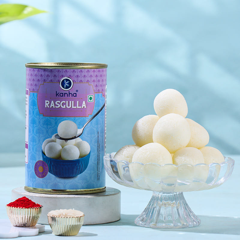 Designer Stone Rakhi With Rasgullas