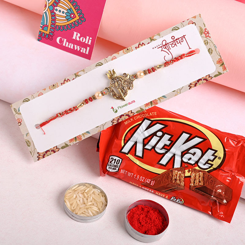 Devotional Om Trishul Rakhi With Chocolates - Send Rakhi to Canada