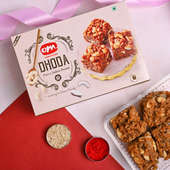 Send Lumba Rakhi online for Bhaiya bhabhi - Dhoda With Chocolates N Couple Rakhi
