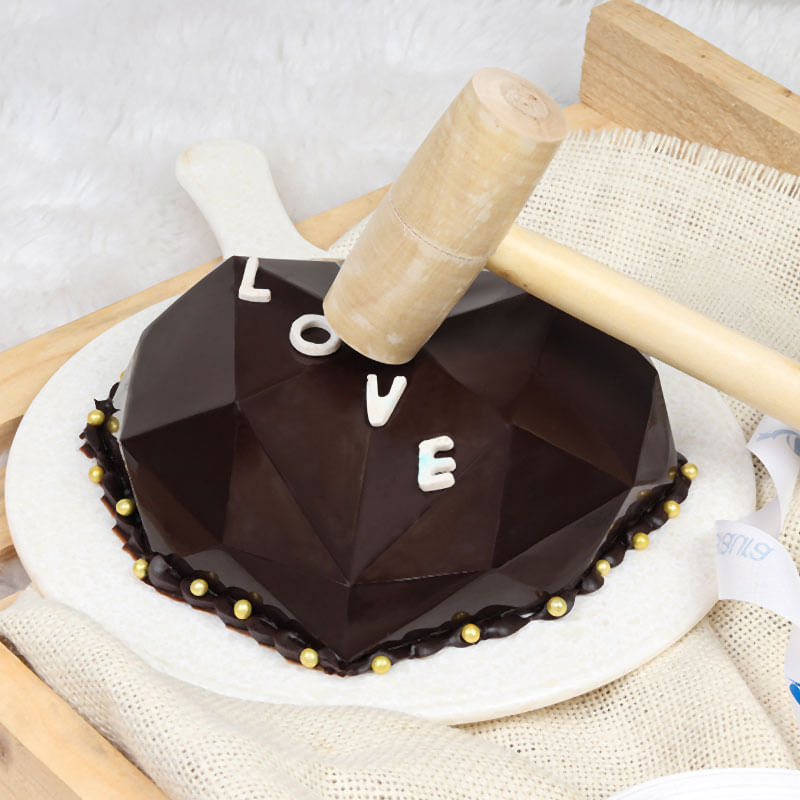 Eggless Truffle Diamond Heart Pinata Cake Delivery