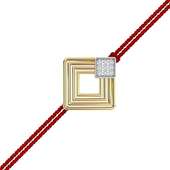 Diamond Studded Gold Pendant Rakhi