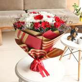 Divergent Shades Of Love - Bunch of Daisya, Red Carnations N Gerberas (side)