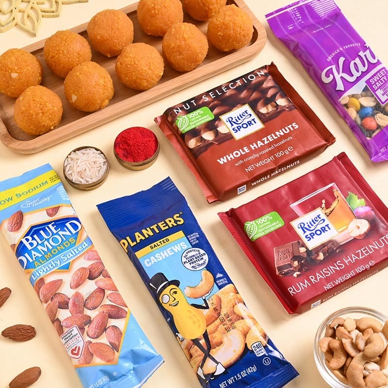 Three Sacred Rakhis With Sweet N Savoury Treats