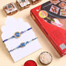 Divine Blue Rakhi Duo With Figberry Sweets
