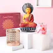 Divine Buddha With Rose Scented Candle And Candle Holder