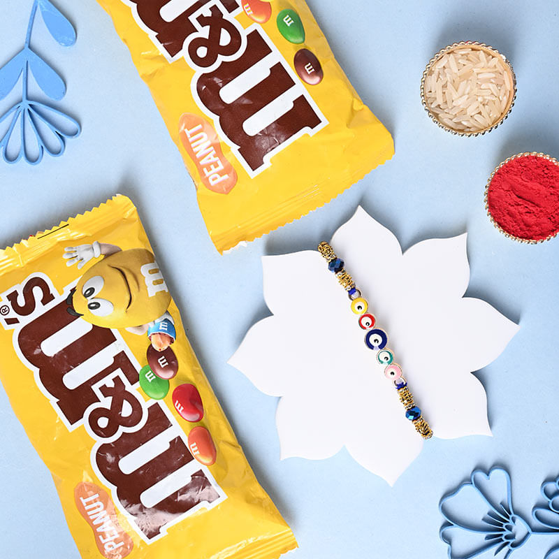 Divine Evil Eye Rakhi With Chocolates