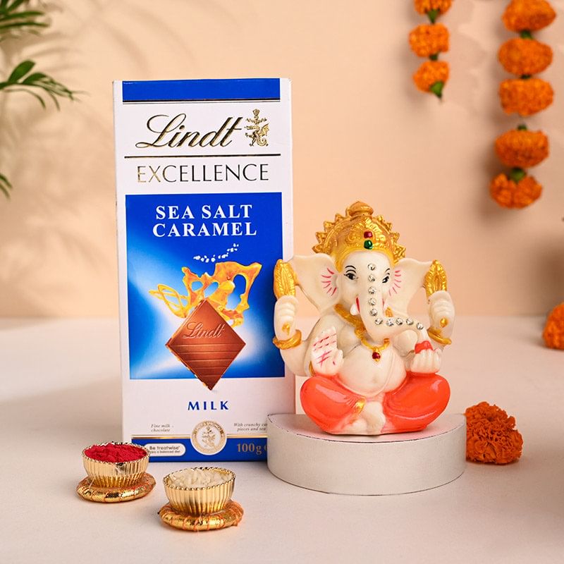 Divine Ganesha Idol N Lindt Chocolate Combo-Australia