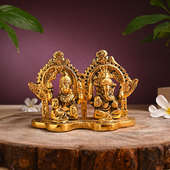 Divine Ganesha N Laxmi Metal Idol Set