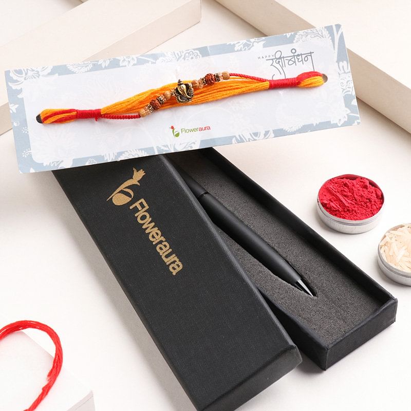 Divine Ganesha Rakhi with Black pen (personalized Rakhi Set)