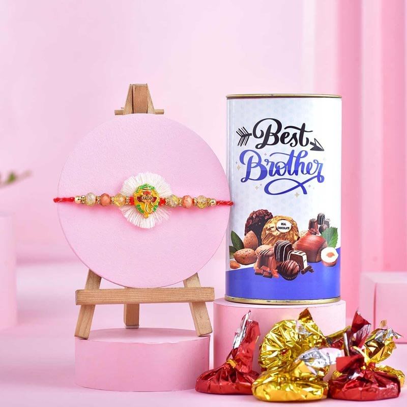 Divine Ganesha Rakhi With Chocolates