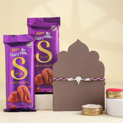 Divine Ganesha Silver Rakhi With Chocolates
