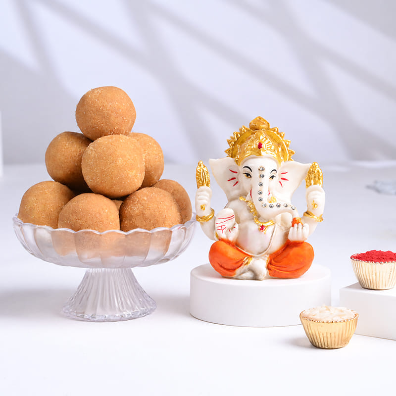 Divine Ganesha with Besan Laddoo