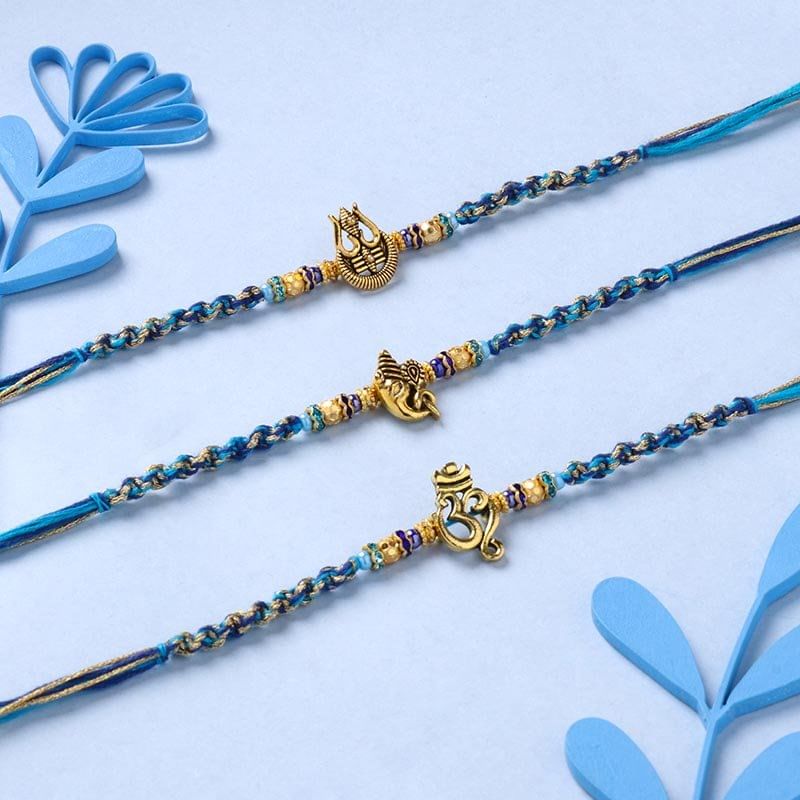 Divine Golden Charm Studded Rakhis-USA