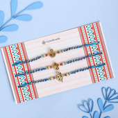 Set of Three Golden Divine Rakhis