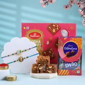 Divine Krishna N Peacock Rakhi With Sweets Hamper