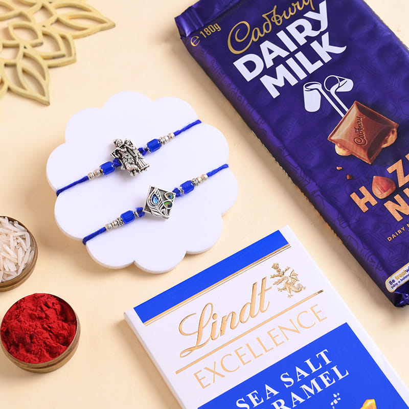 Divine Krishna Rakhi Duo With Chocolates