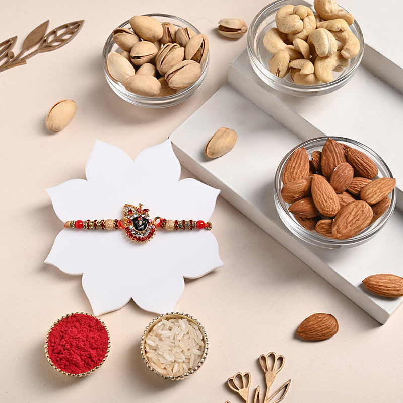 Divine Krishna Rakhi With Nutty Treats