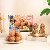 Buy Divine Laxmi Ganesha Idols With Diya N Atta Ladoo