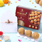 Divine Lord Krishna Rakhi With Besan Ladoos