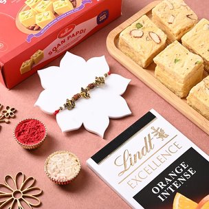 Divine Mauli Rakhi With Lindt Chocolate N Soan Papdi