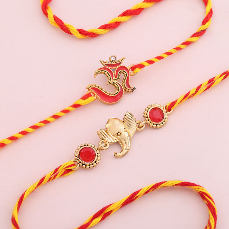 Divine Om N Ganesha Mauli Rakhi Duo