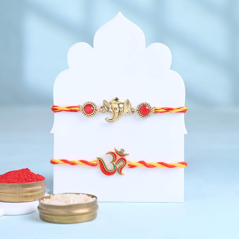 Divine Om N Ganesha Rakhis With Chana Badam Barfi