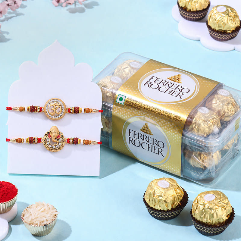 Divine Om N Ganesha Rakhis With Ferrero Rocher