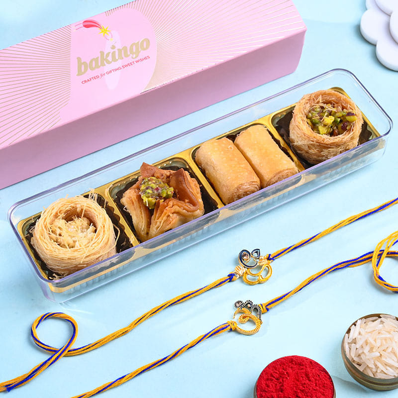 Divine Om N Ganesha Rakhis With Fusion Baklawa